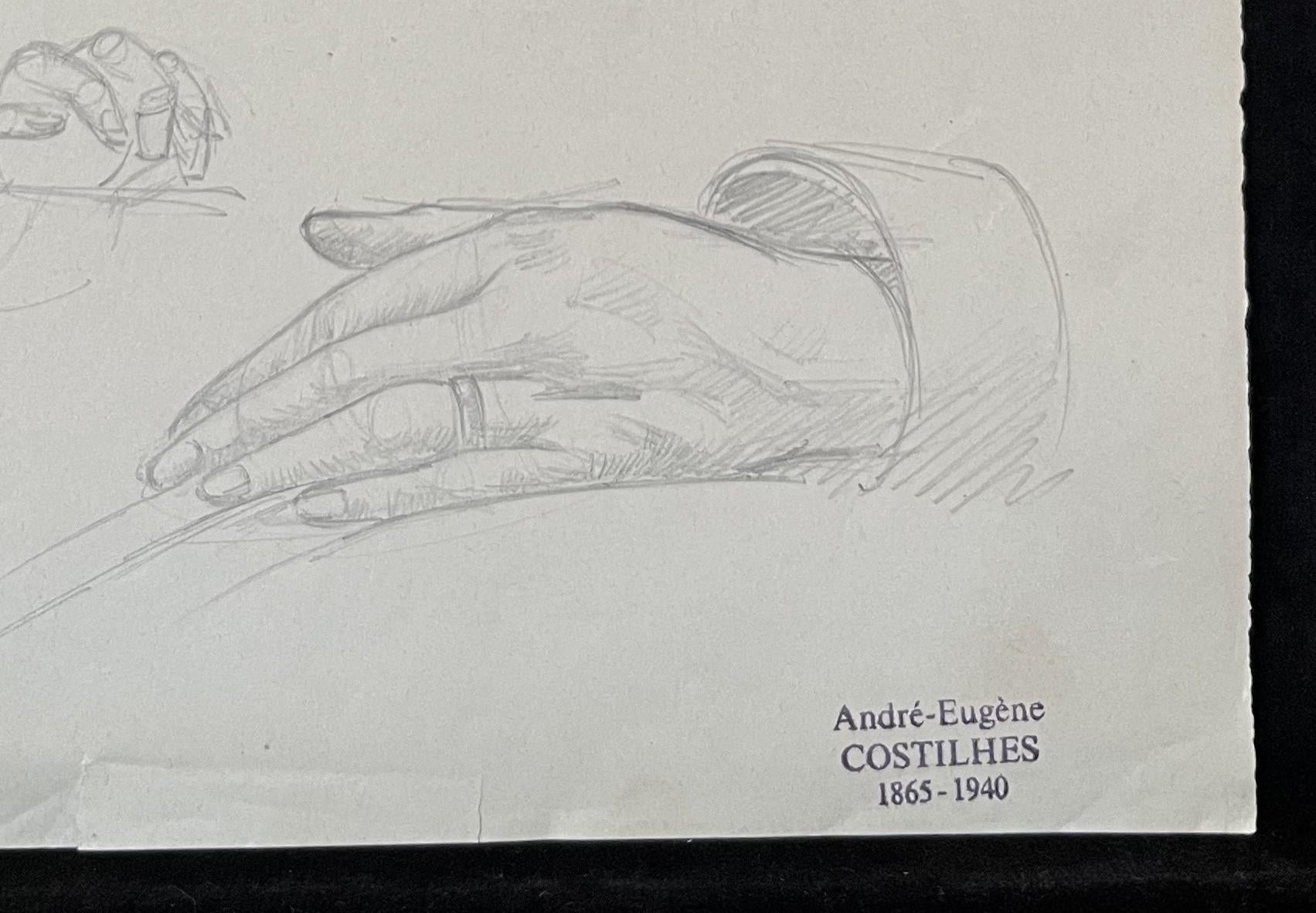 André Eugène Costilhes (1865-1940) Une jeune femme cousant, dessin en vente 7