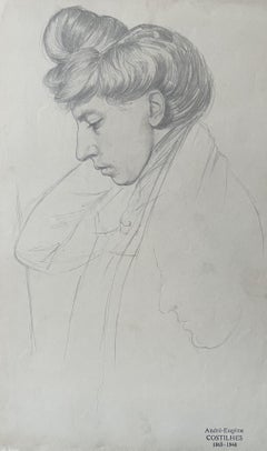 André Eugène Costilhes (1865-1940) Young woman in profile, drawing