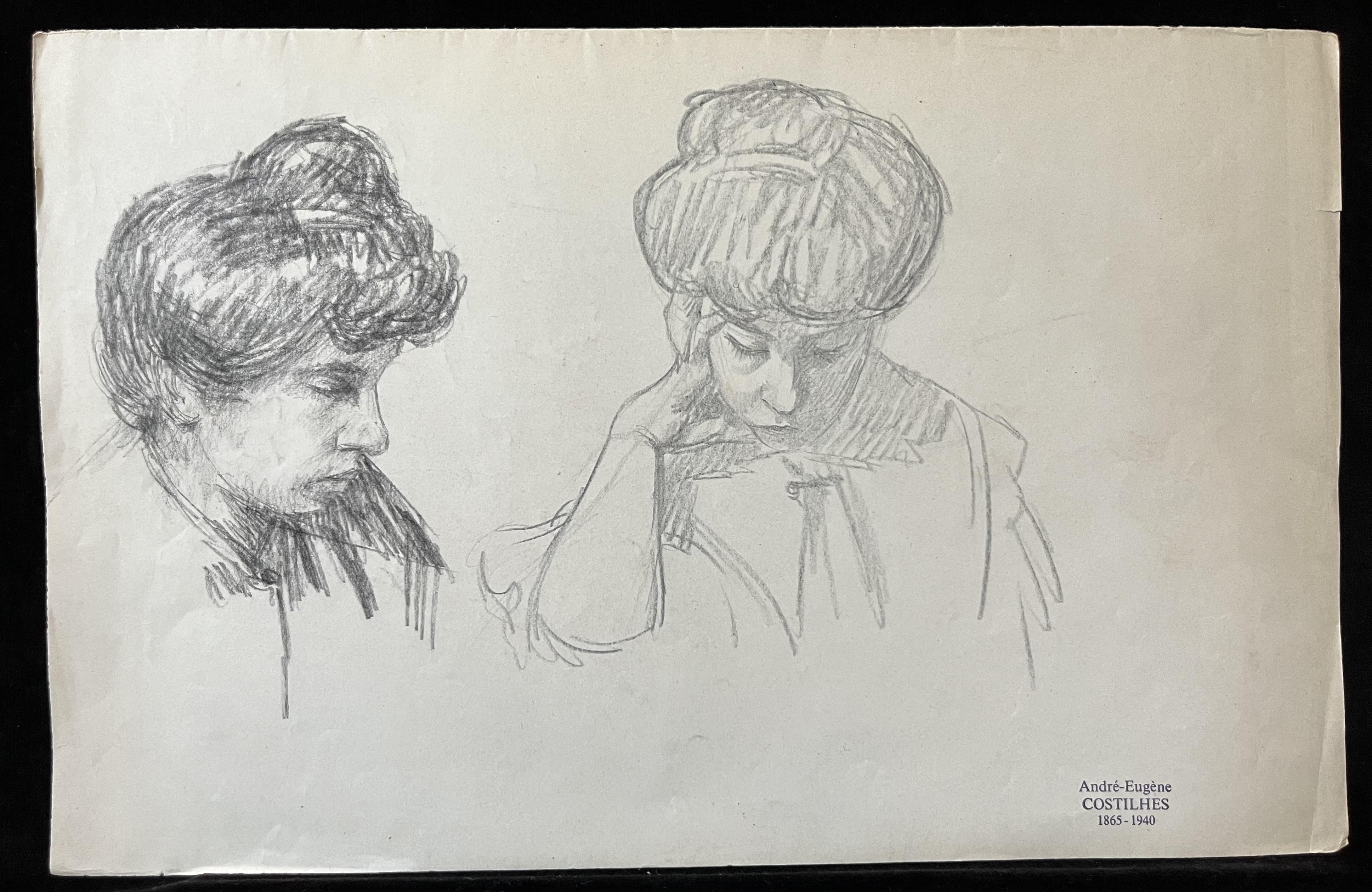 André Eugène Costilhes (1865-1940) Deux études de femmes, dessin en vente 1