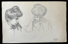 André Eugène Costilhes (1865-1940) Two studies of women, drawing