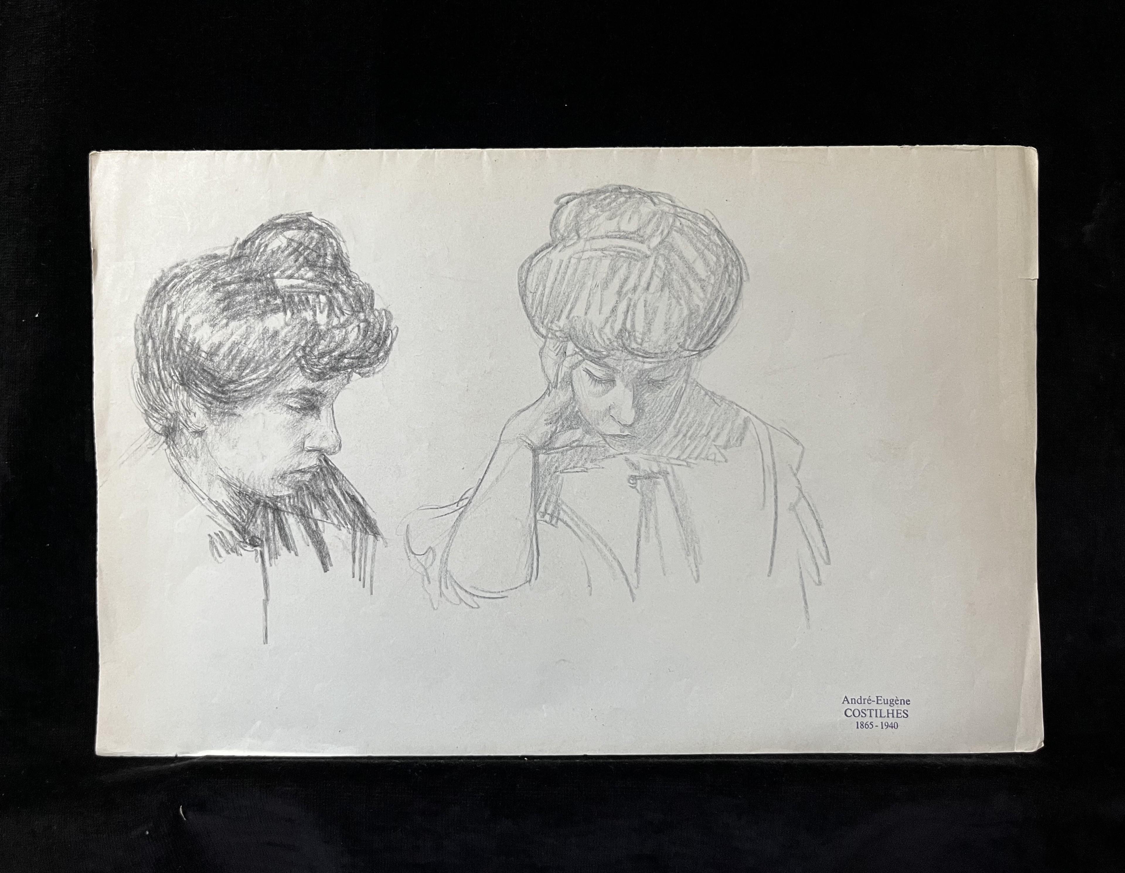André Eugène Costilhes (1865-1940) Deux études de femmes, dessin en vente 5