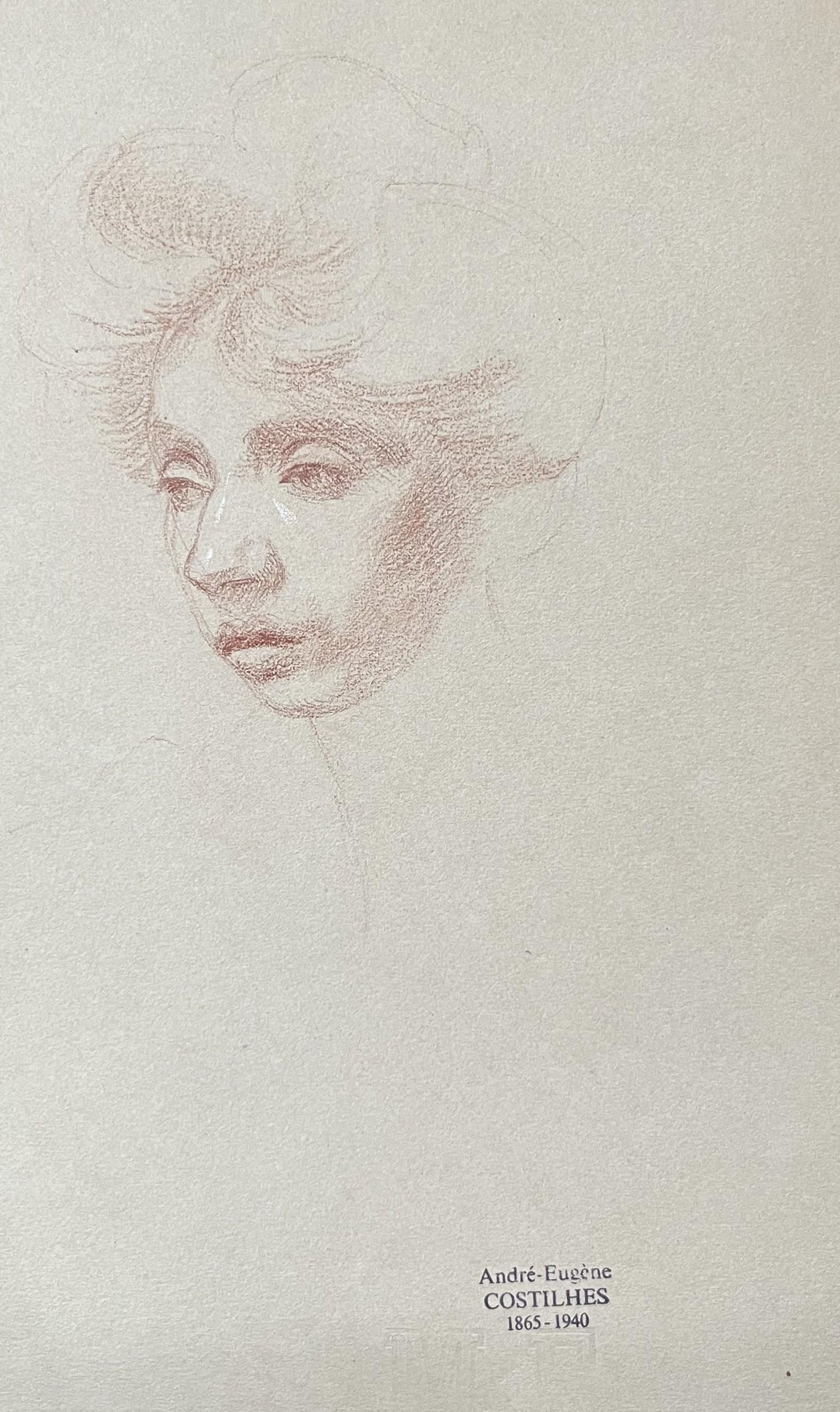 André Eugène Costilhes (1865-1940) Portrait d'une dame, dessin en vente 2