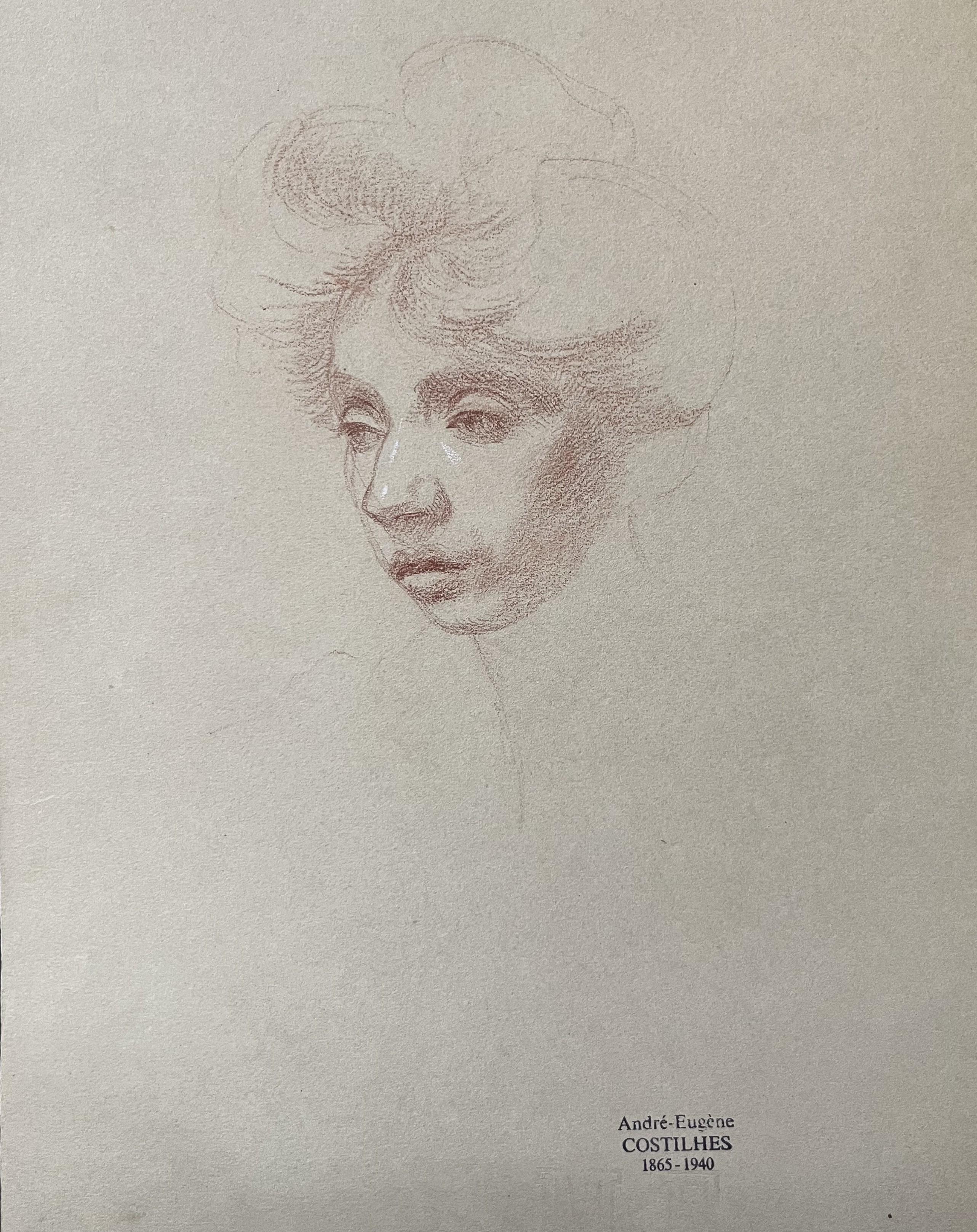 André Eugène Costilhes (1865-1940) Portrait d'une dame, dessin en vente 5