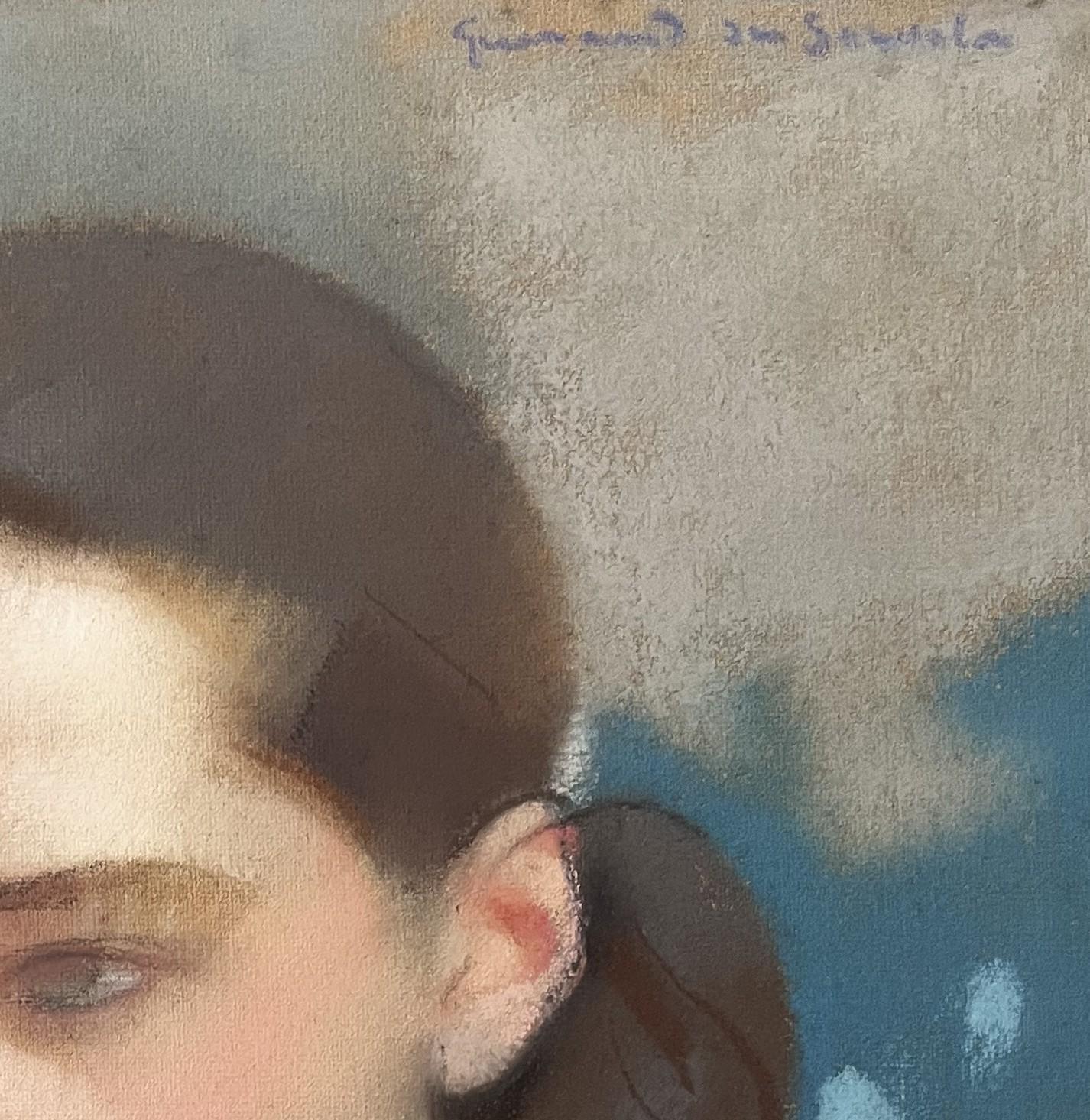 Lucien-Victor Guirand de Scevola (1871-1950) 
Portrait d'une femme
Signé en haut à droite
Pastel sur papier 
46 x 38 cm
Encadré sous verre : 57,5 x 50 cm 
Le cadre vintage n'est pas en parfait état, avec quelques manques dans la moulure, mais il