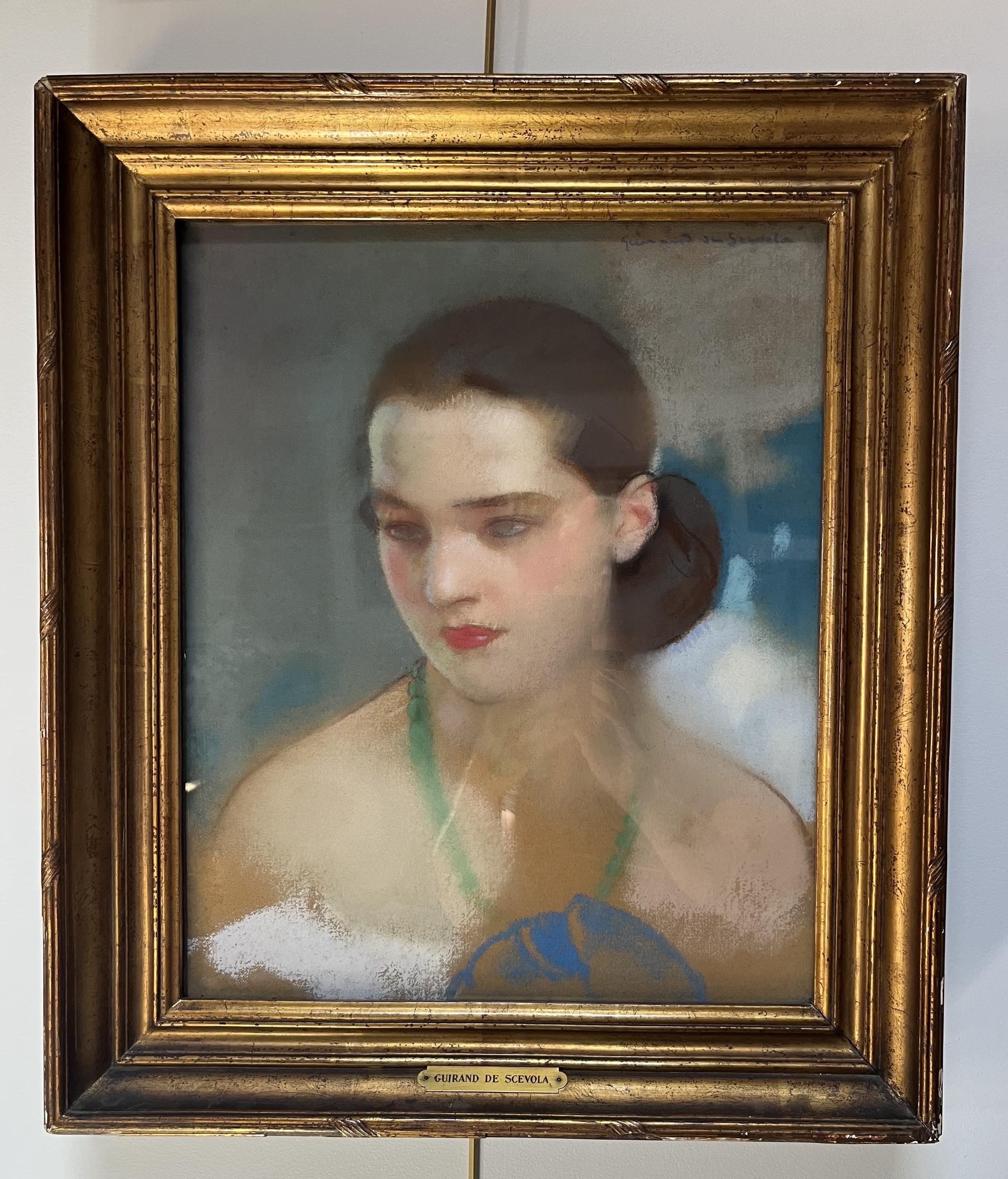 Lucien Victor Guirand de Scevola (1871-1950) Portrait d'une dame, pastel signé en vente 3