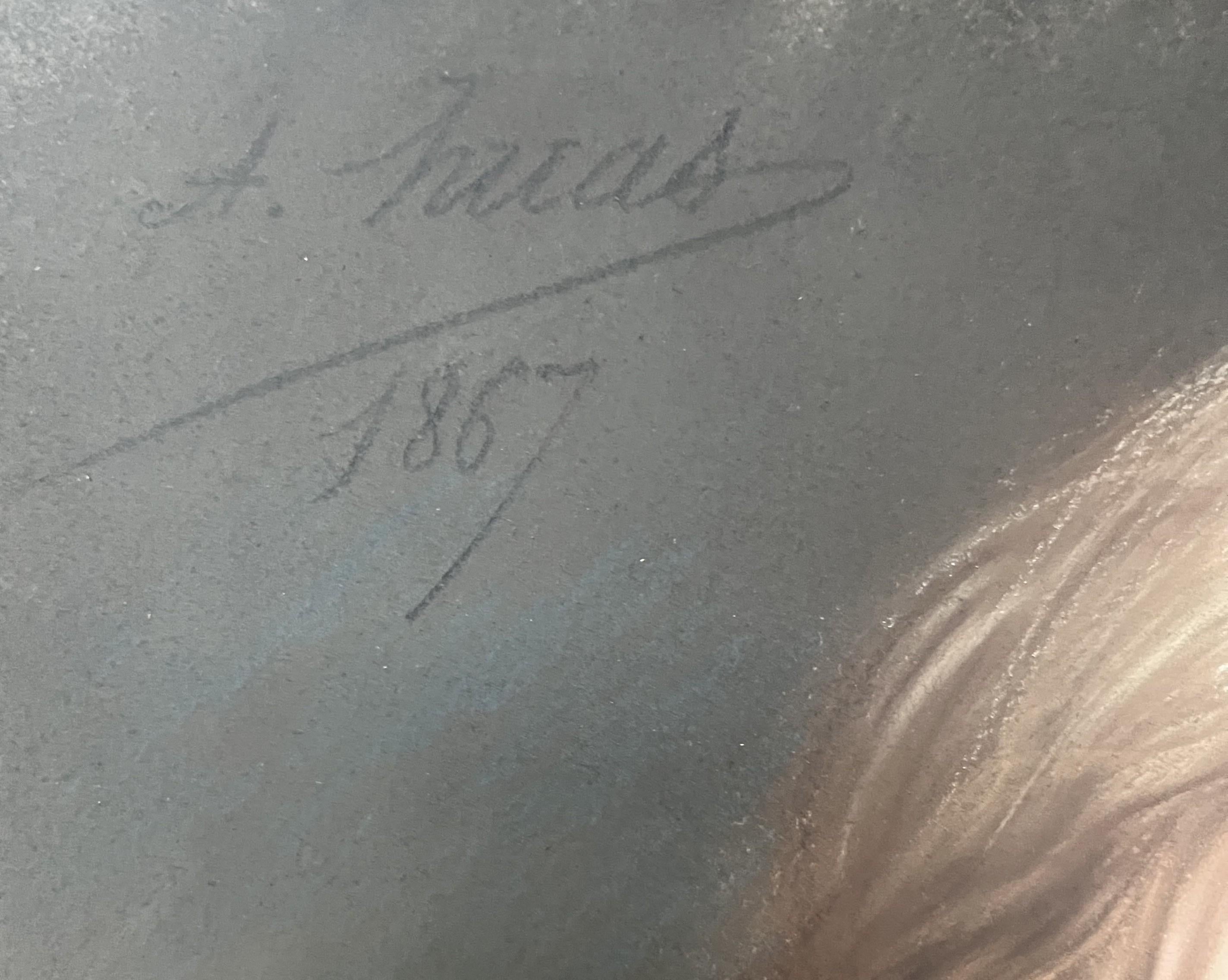 Pierre-Adolphe Huas (1838-1900) Joven napolitano, 1867, pastel firmado y fechado en venta 3