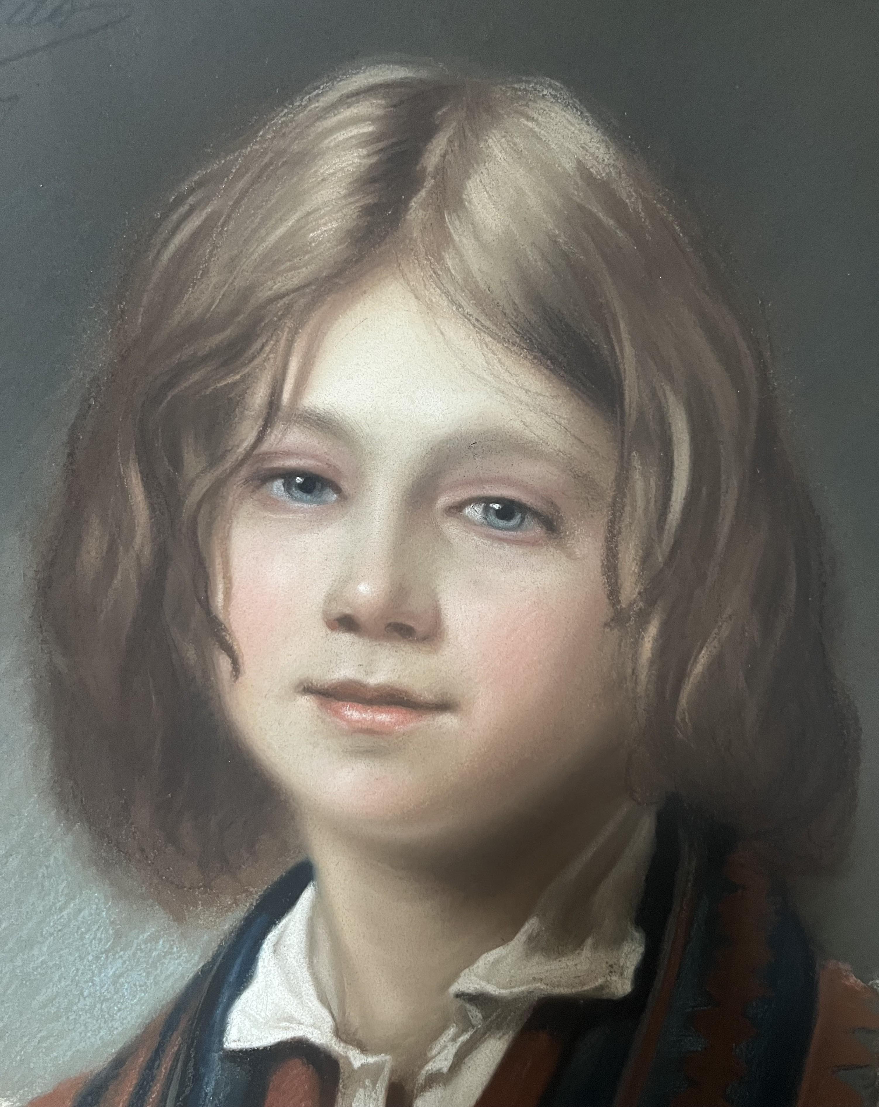Pierre-Adolphe Huas (1838-1900) Joven napolitano, 1867, pastel firmado y fechado en venta 4