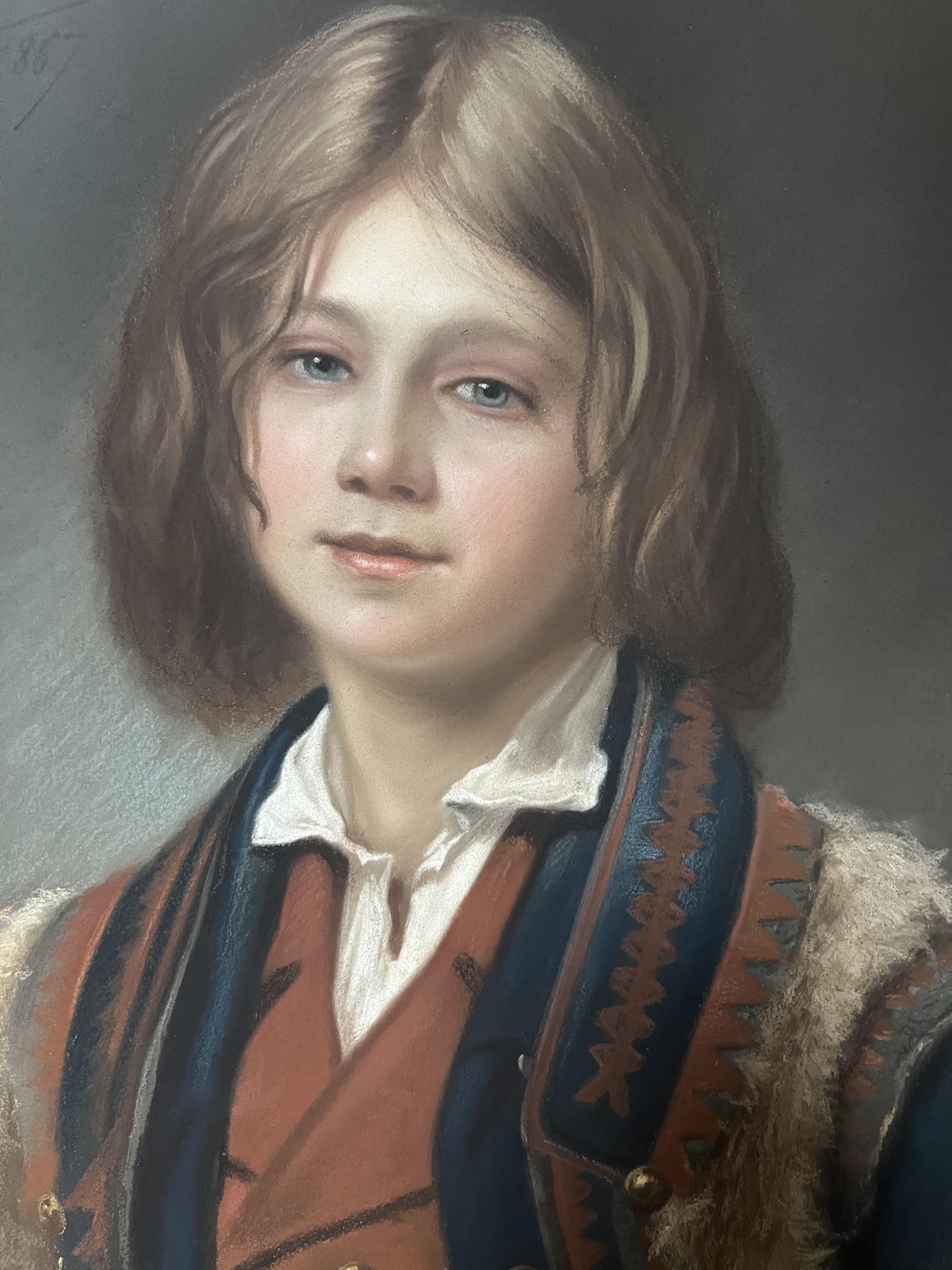 Pierre-Adolphe Huas (1838-1900) Joven napolitano, 1867, pastel firmado y fechado en venta 6