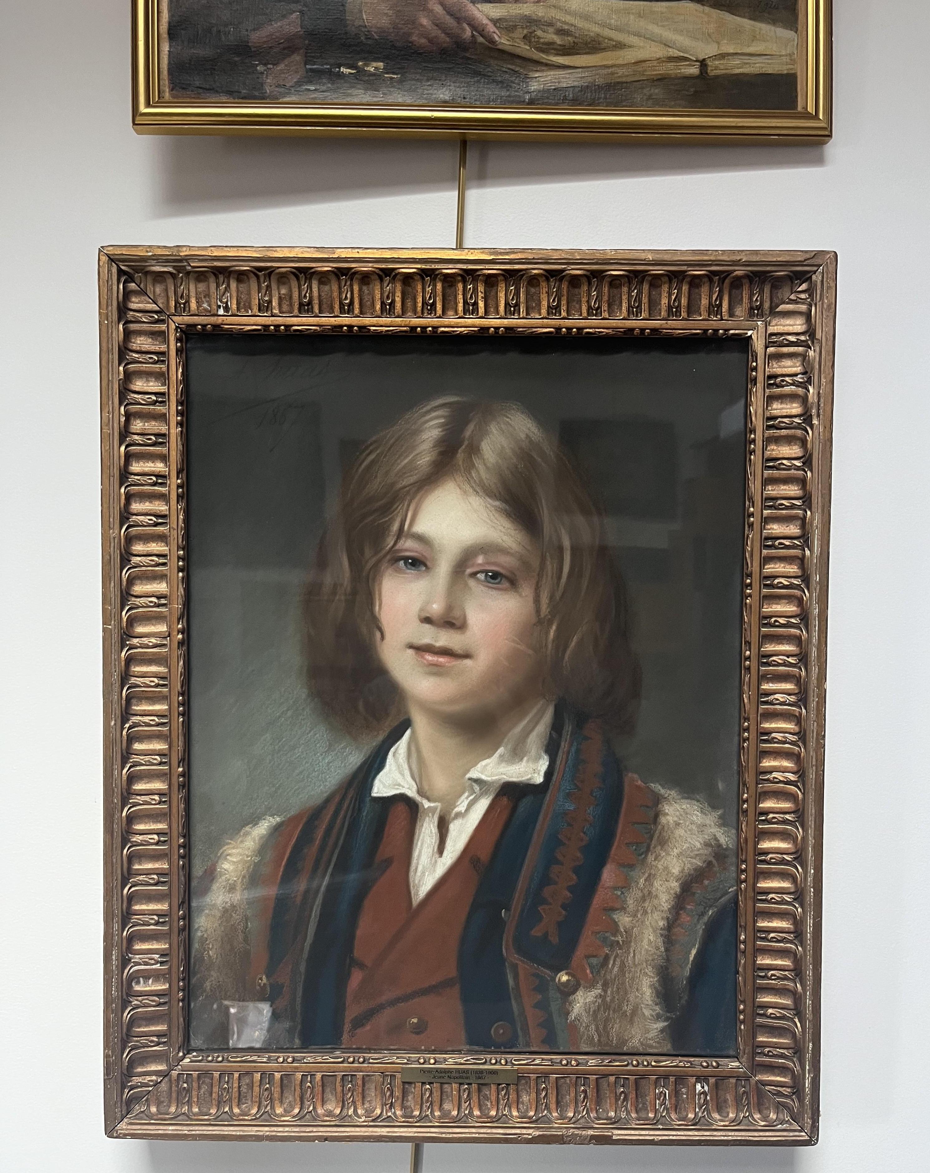 Pierre-Adolphe Huas (1838-1900) Joven napolitano, 1867, pastel firmado y fechado en venta 7