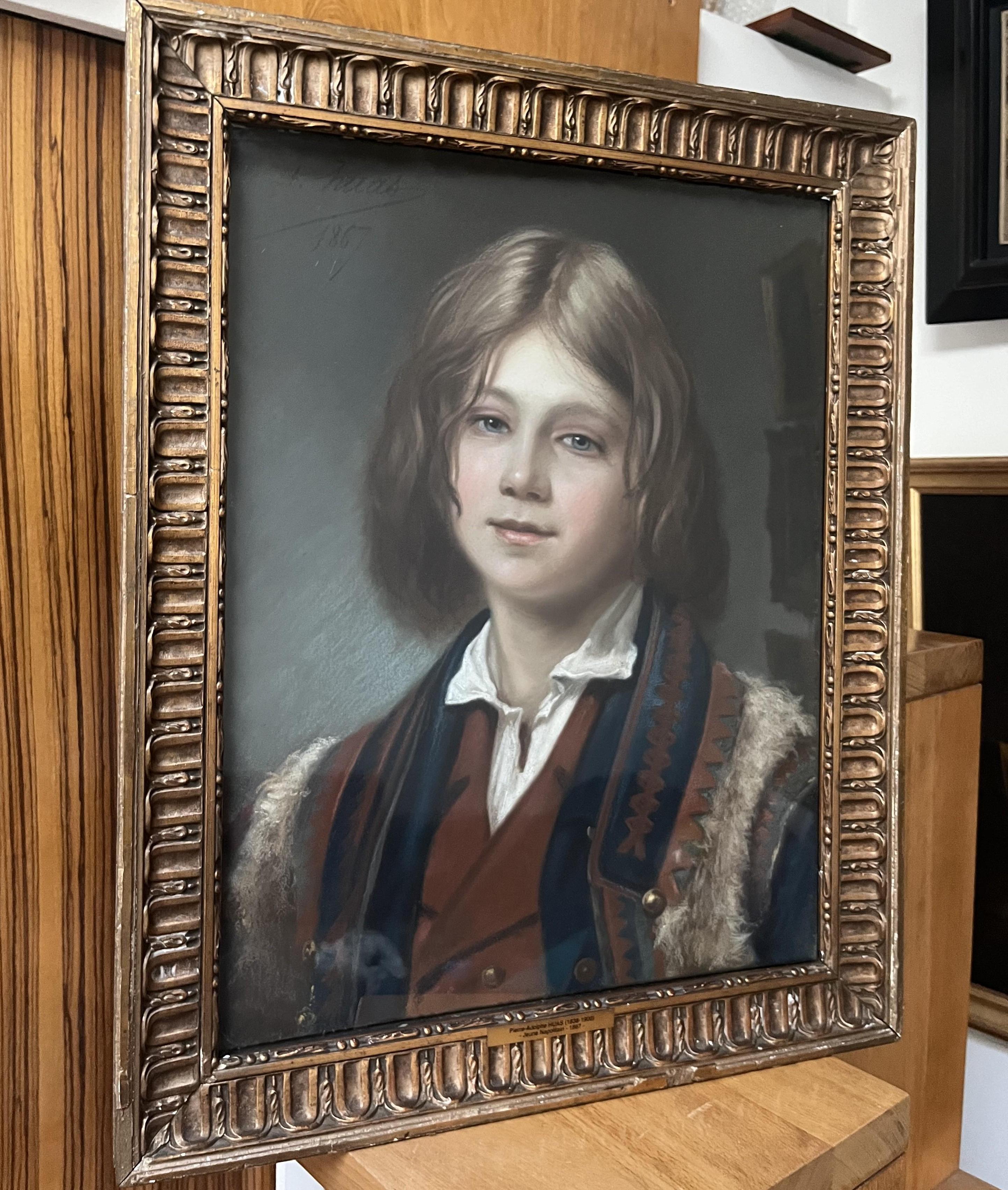 Pierre-Adolphe Huas (1838-1900) Joven napolitano, 1867, pastel firmado y fechado en venta 9