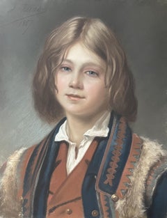 Pierre-Adolphe Huas (1838-1900) Young Neapolitan, 1867, pastel signed and dated