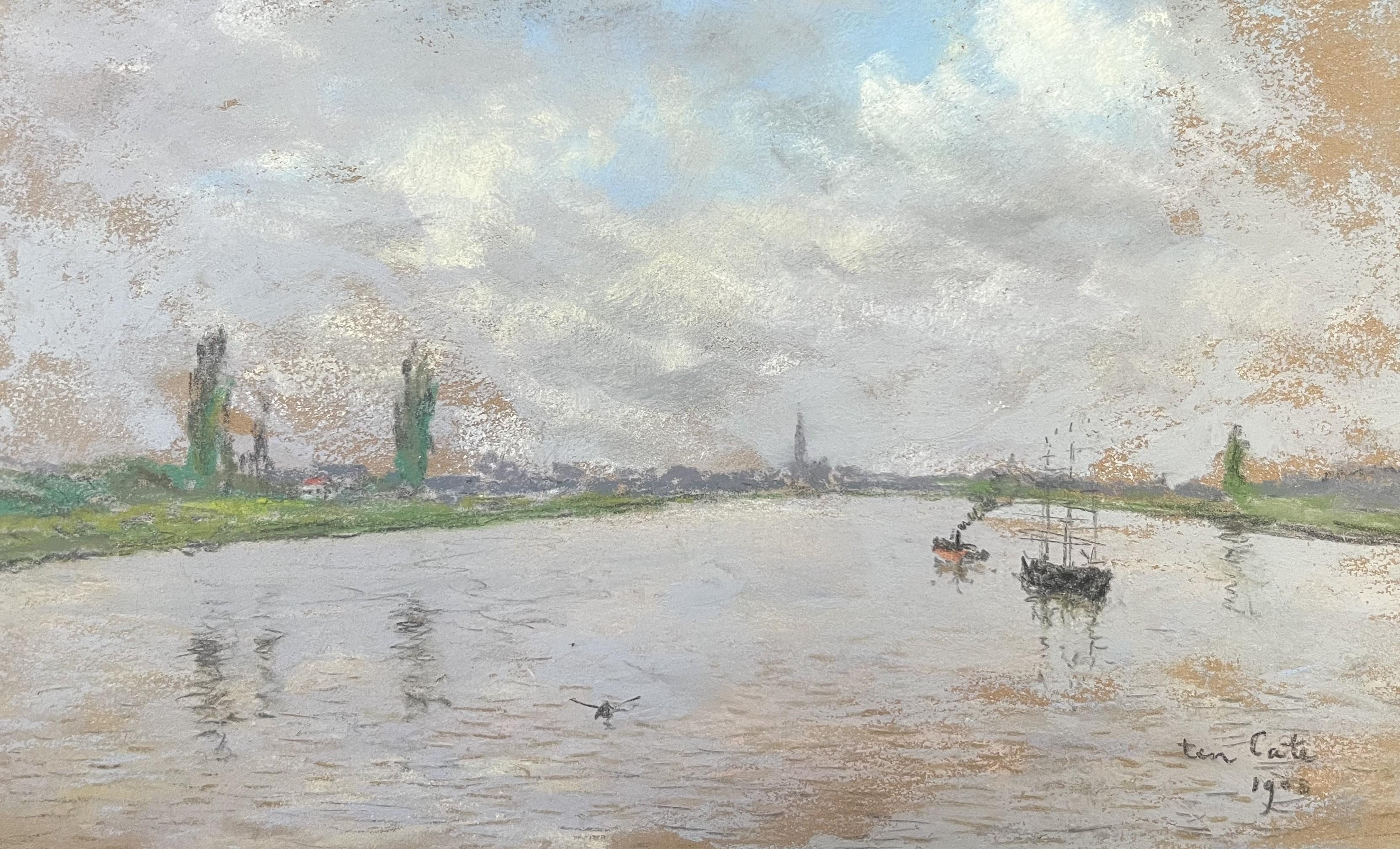 Siebe Johannes Ten Cate (1858-1908)  La Seine, 1906 pastel signé et daté en vente 2