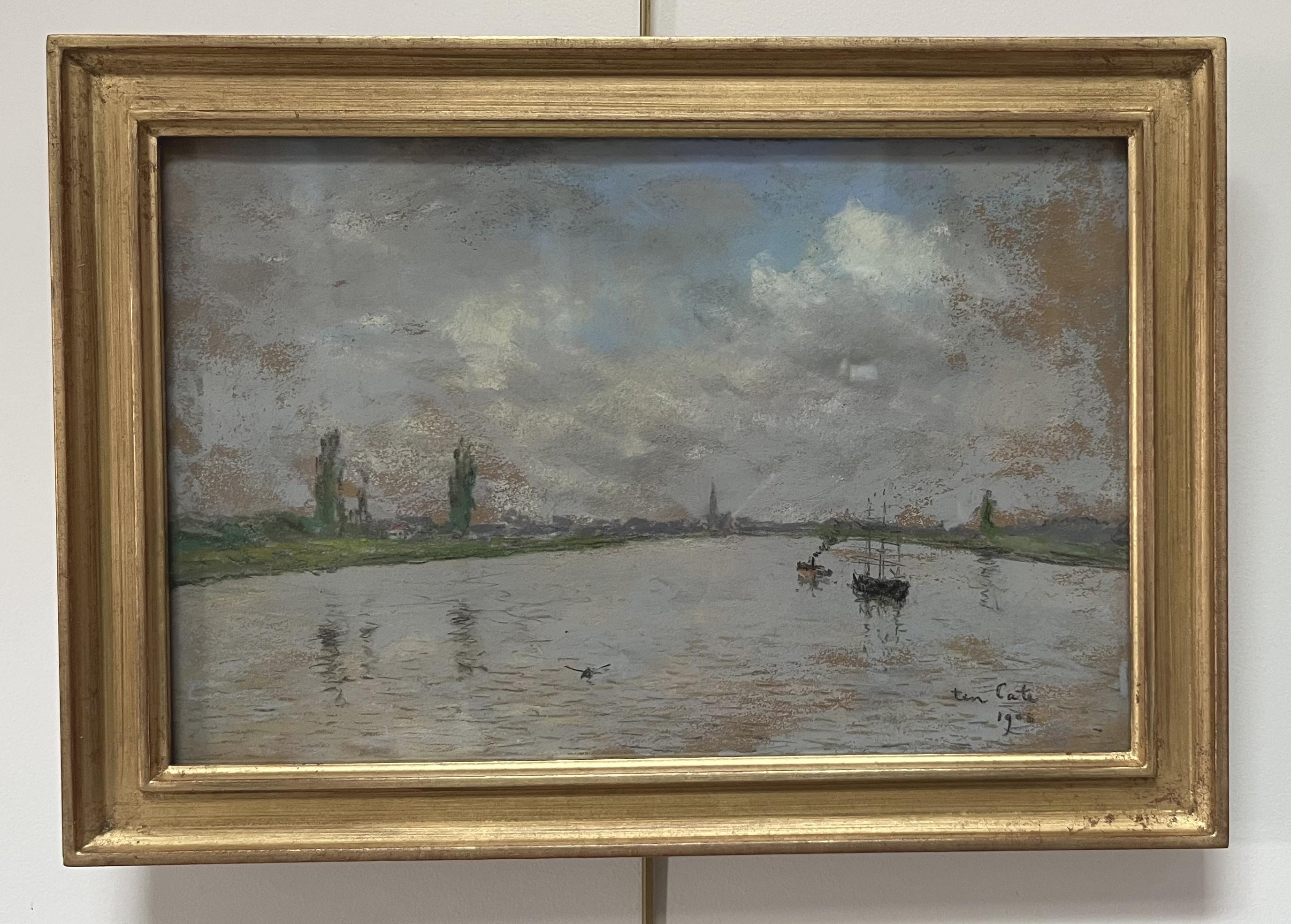 Siebe Johannes Ten Cate (1858-1908)  La Seine, 1906 pastel signé et daté en vente 1