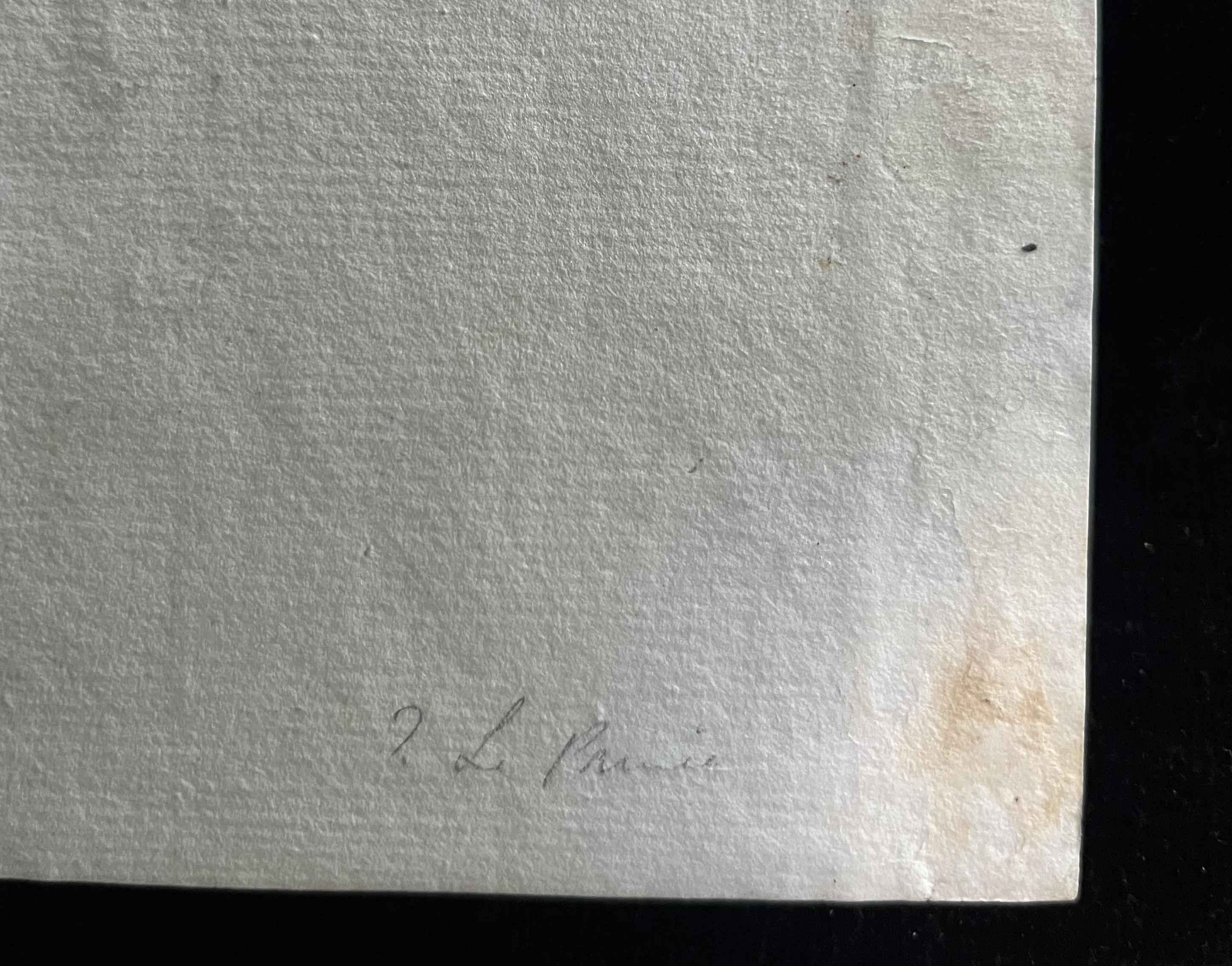 École française 18e siècle, 
Intérieur d'une grange
Craie noire et lavis d'encre noire sur papier
30.8 x 23.6 cm
Porte une mention 