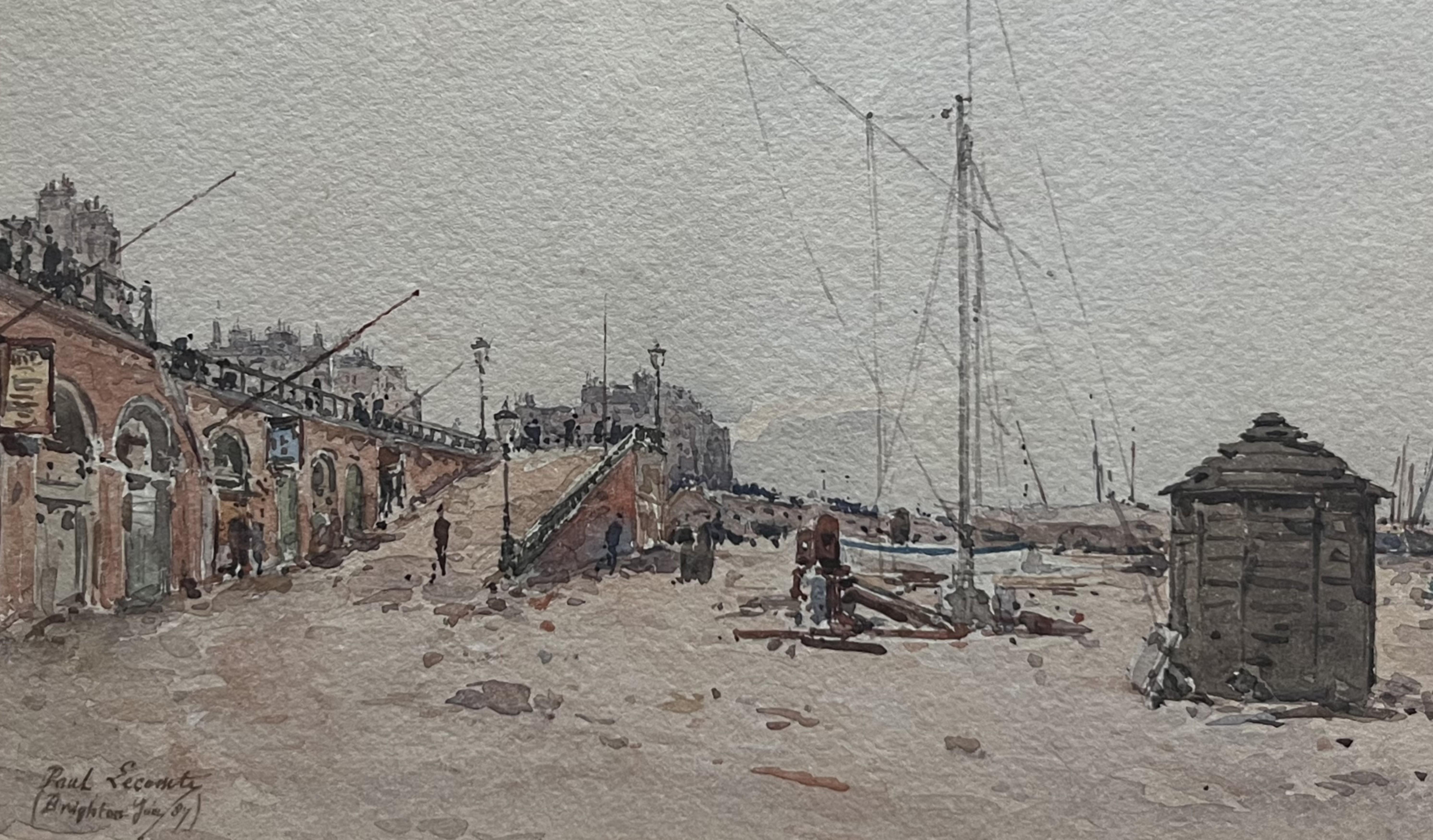 Paul Lecomte (1842-1920) Brighton, la spiaggia, 1889, acquerello firmato e datato in vendita 6