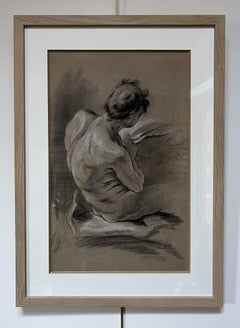 18th-century French school Study of a man seen from behind, drawing