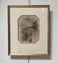 Charles Jouas (1866-1942) View of a city from above, 1927, drawing signed