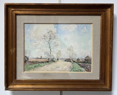 Paul Emile Lecomte (1877-1950) Un promeneur sur une route de campagne, aquarelle signée.