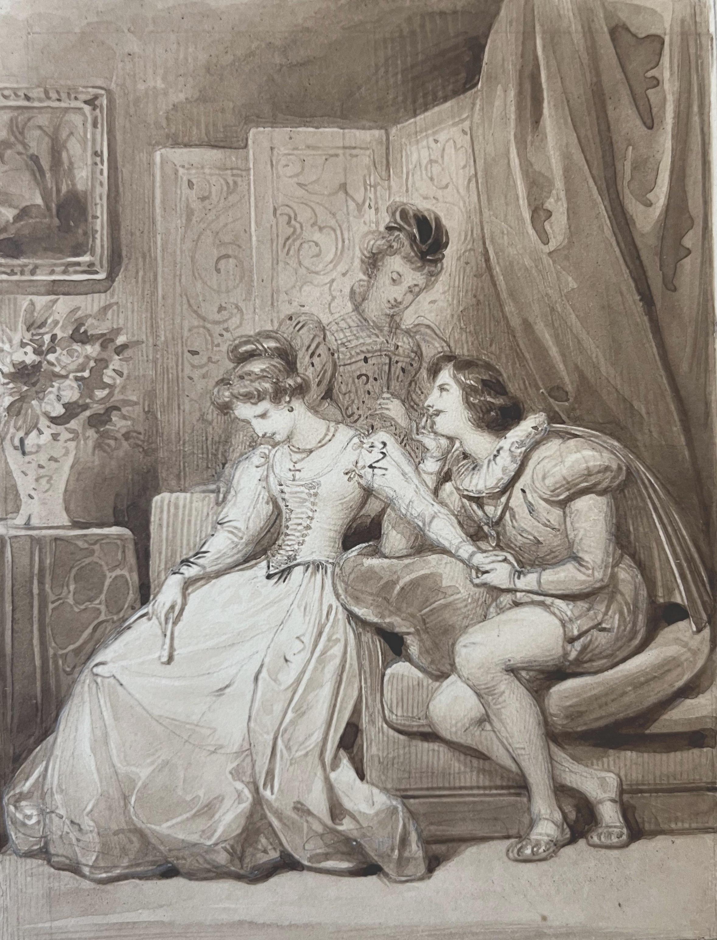 Eugène Devéria (1805-1865) Dona Clarice, 1828 drawing signed and dated