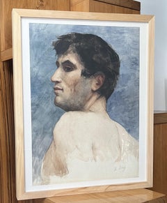 Französische Schule des 20. Jahrhunderts, Büste eines Mannes von hinten gesehen, Aquarell