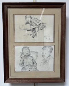 Paul Victor Mathey (1844-1929) Retratos de su hijo Jacques, dos dibujos firmados