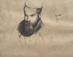 Scuola romantica francese, Ritratti di giovani uomini, disegno a doppia faccia