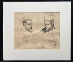 French Romantic School, Portraits of young men, drawing