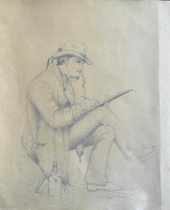 Escuela romántica, Retrato de un pintor esbozando, dibujando