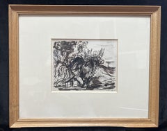 Alfred Dehodencq (1822-1882) A Study of Moroccan Farmers, ink drawing