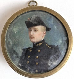 Miniaturporträt eines Studenten der École Polytechnique, Gouache auf Papier, um 1880–1910