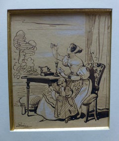 Achille Devéria (1800-1859) The Stamped Letter, Original Drawing