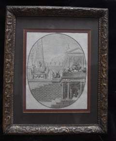 France 18th century,  Architectural Capriccio, original drawing