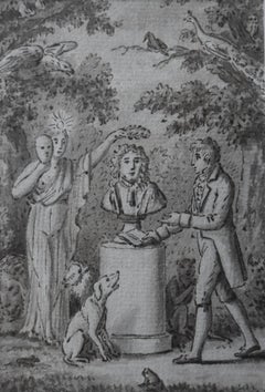 Hommage à la Fontaine, 18th Century, Academic, French School, Figurative drawing