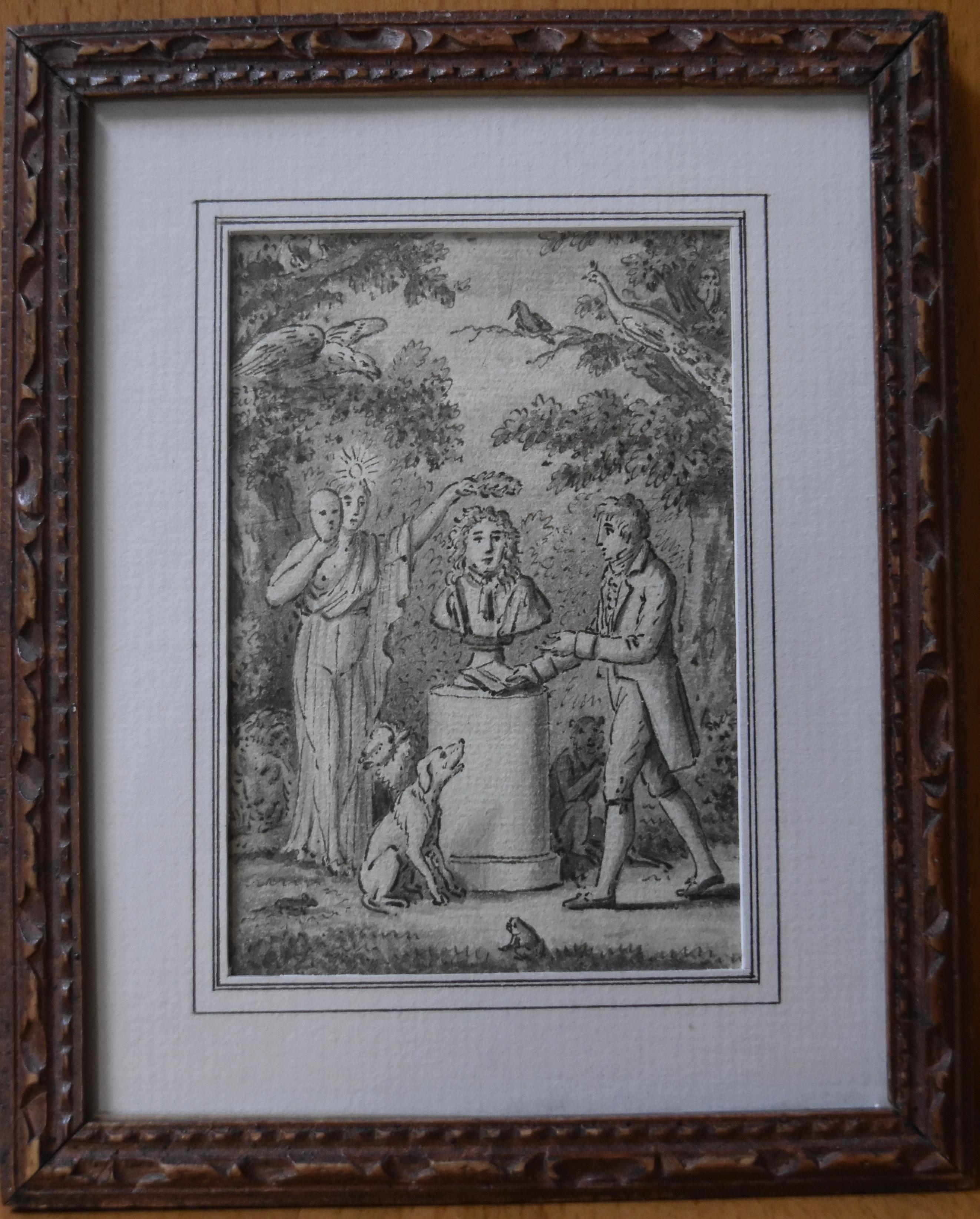 Hommage à la Fontaine, 18th Century, Academic, French School, Figurative drawing - Art by Unknown
