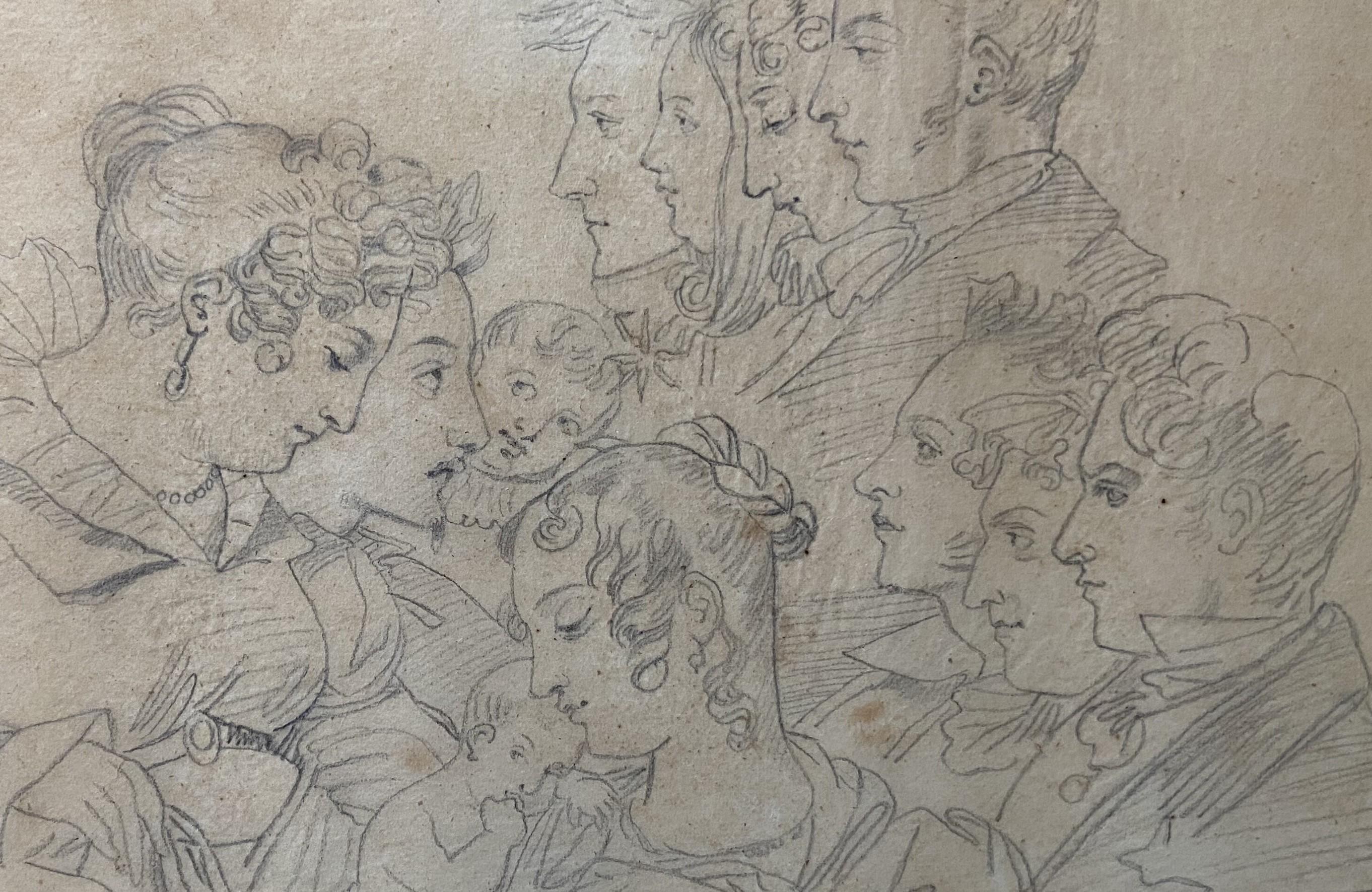 Eugène Devéria (1805-1865) Family Portrait, 1826  Drawing - Romantic Art by Eugene Deveria