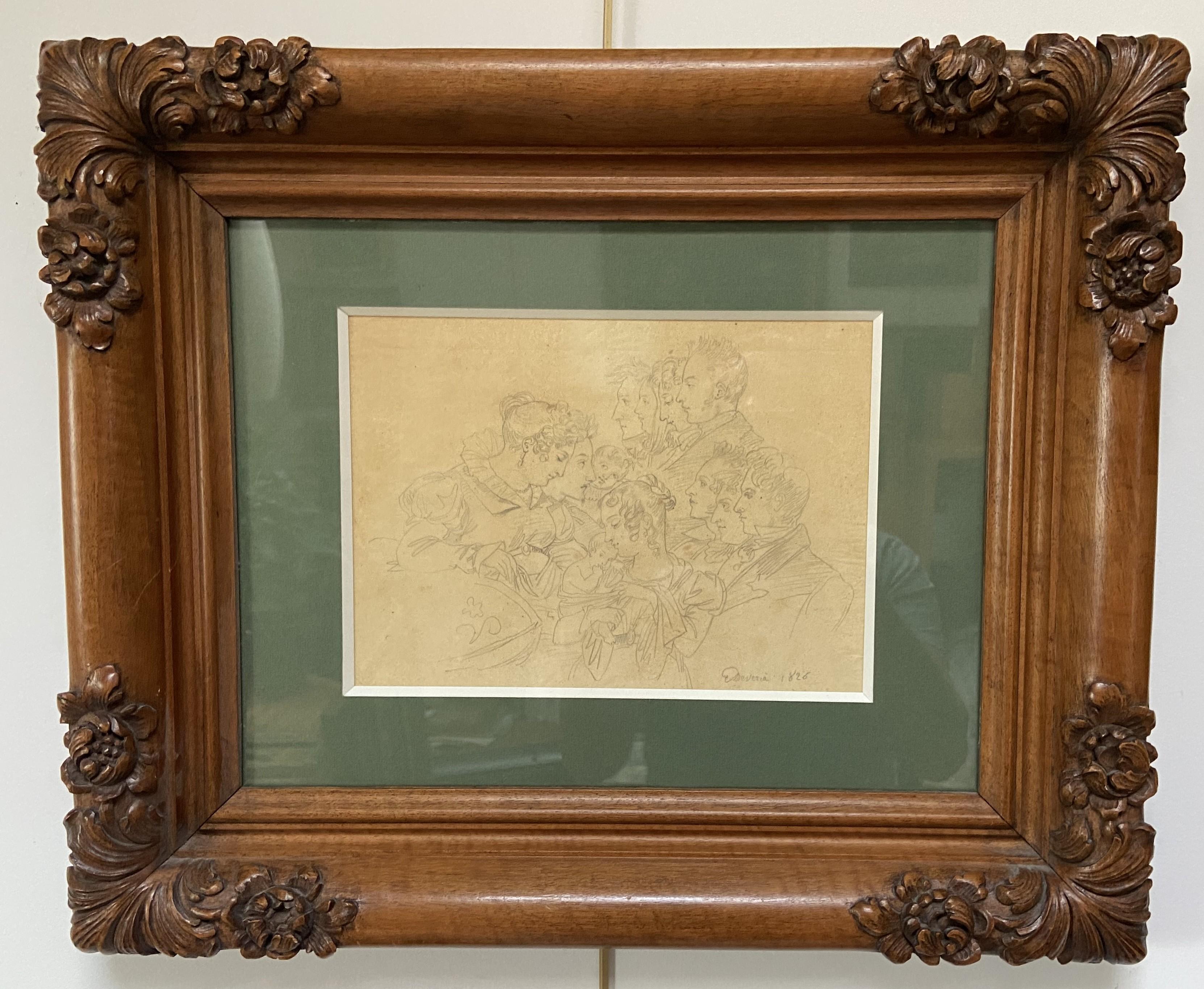 Eugène Devéria (1805-1865) Family Portrait, 1826  Drawing For Sale 1