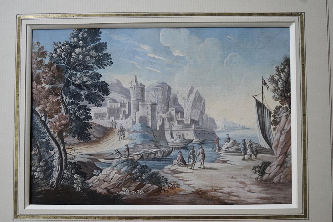 French School late 18th Century, Imaginary landscape  Gouache and watercolor - Academic Art by Unknown