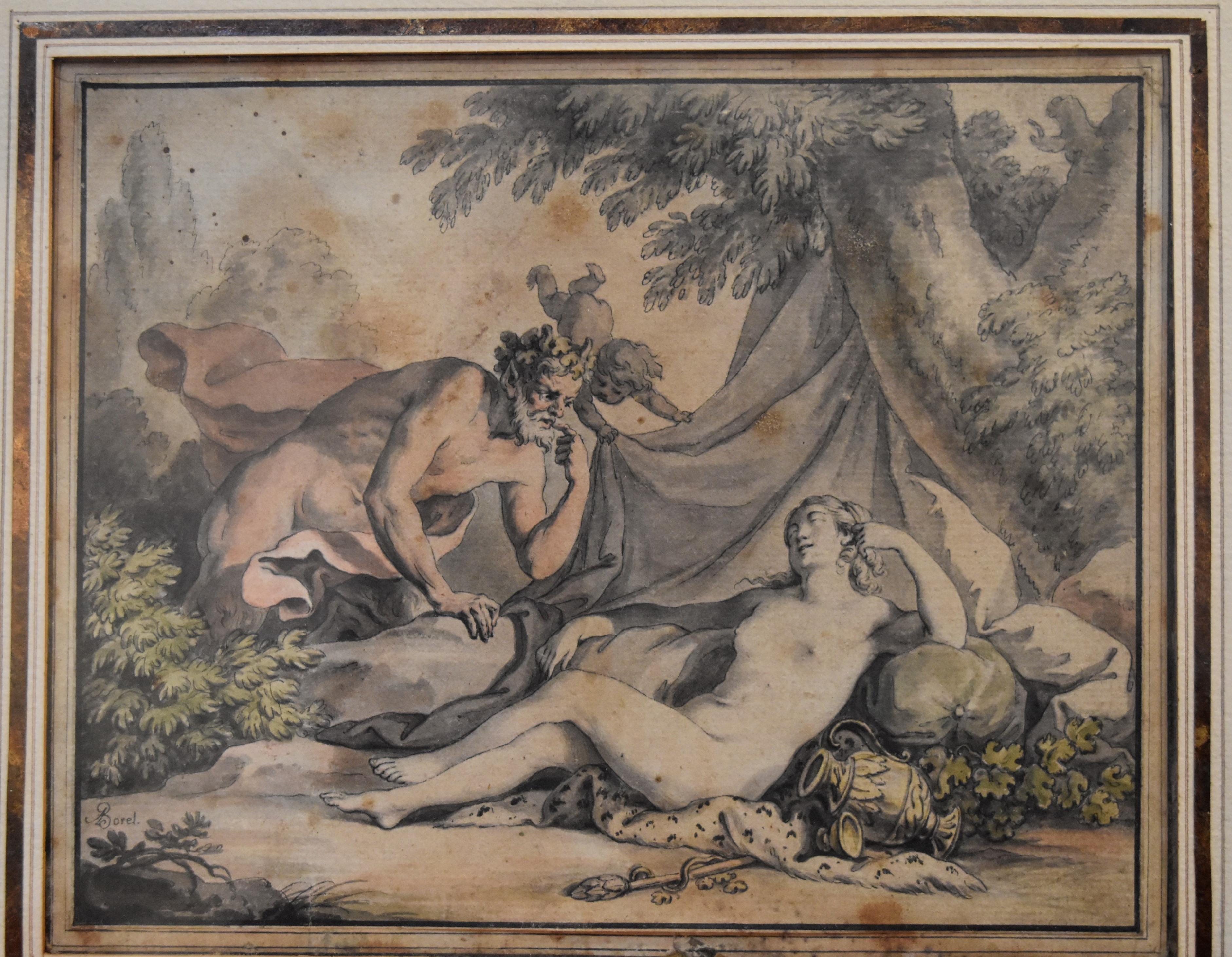 Antoine Borel (1743-1810), A sleeping Nymph and a Satyr, watercolor 3