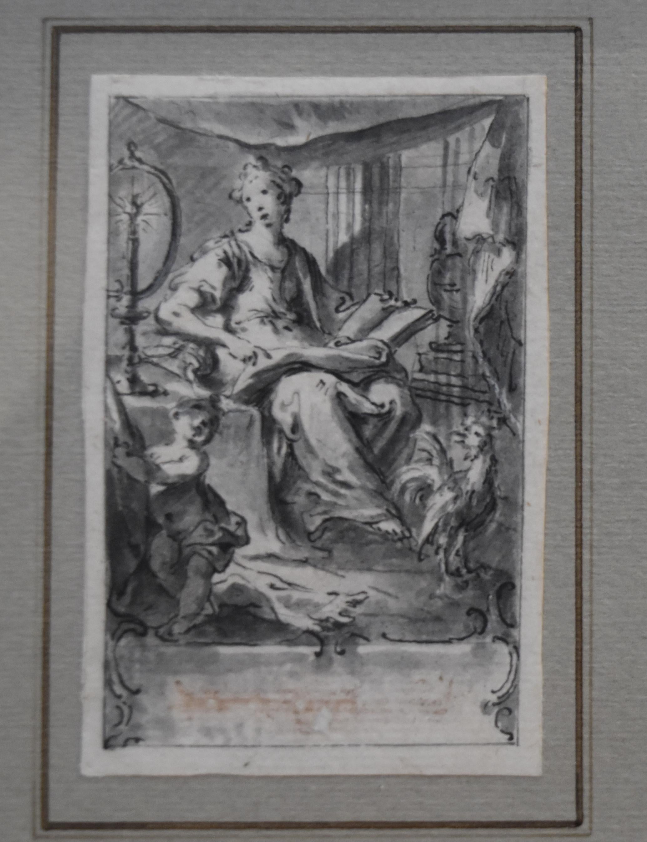 H F Gravelot (1699-1773)  Two Allegories, Faith and Vigilance, Pen and Ink - Art by Hubert-FranÃ§ois Gravelot