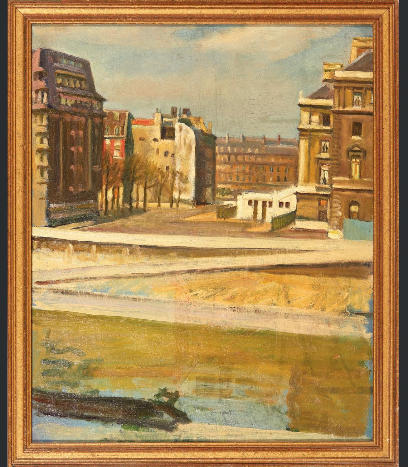 Jean de GAIGNERON (1890 - 1976) A view of l'Ile de la Cité, Paris, oil 1