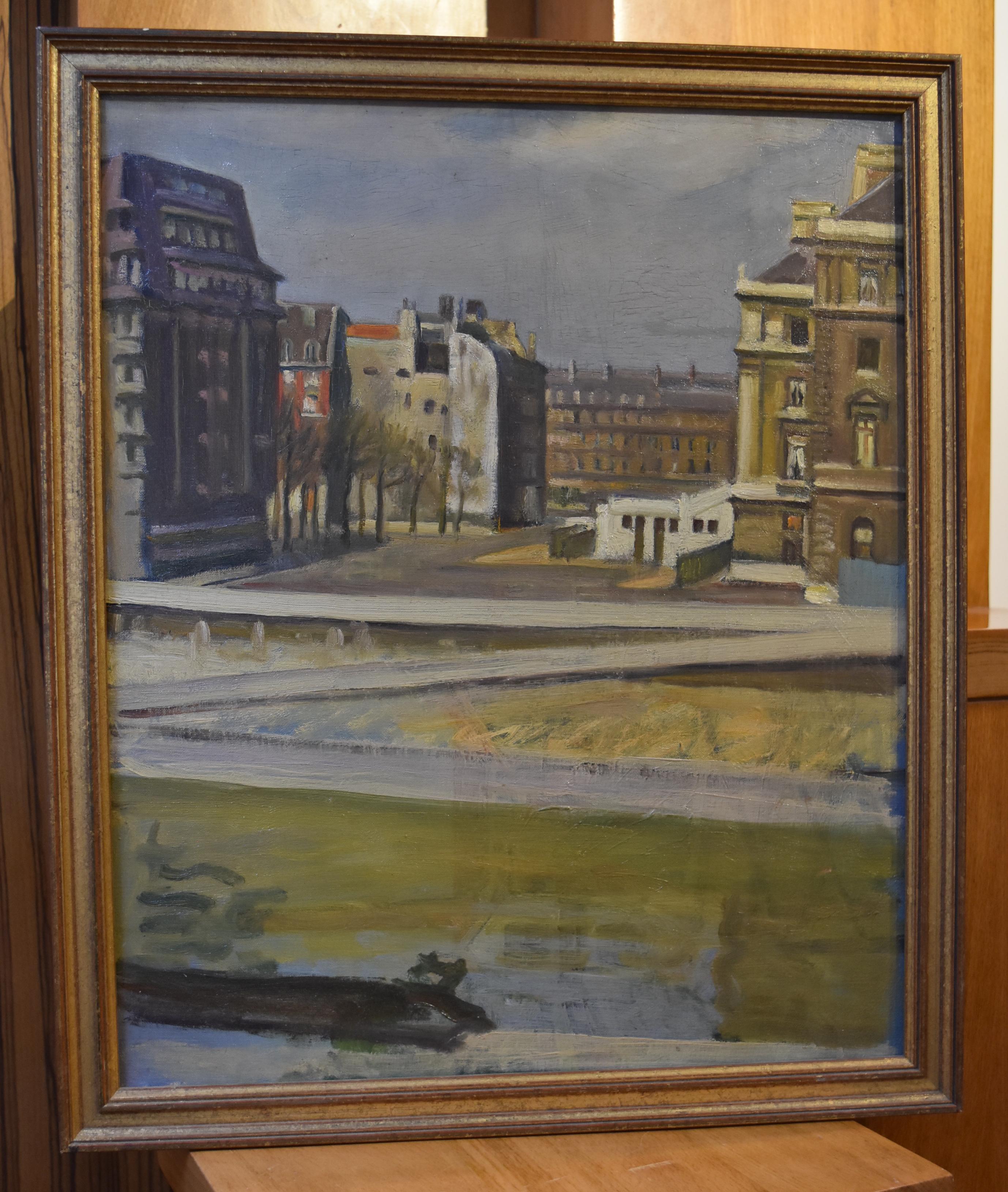 Jean de GAIGNERON (1890 - 1976) A view of l'Ile de la Cité, Paris, oil 3