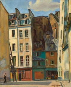 Jean de GAIGNERON (1890 - 1976) A street in Paris, oil