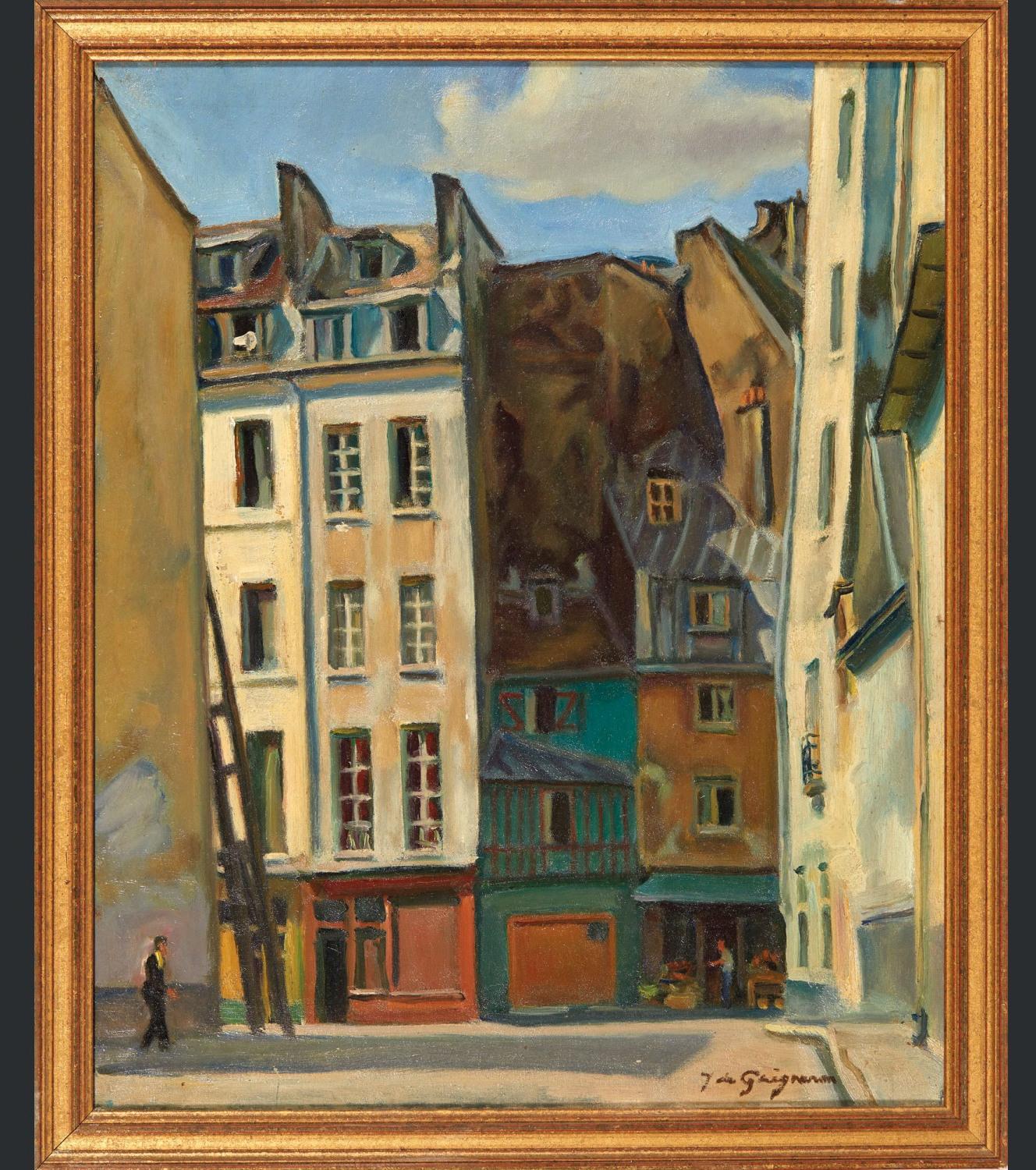 Jean de GAIGNERON (1890 - 1976) A street in Paris, oil 1