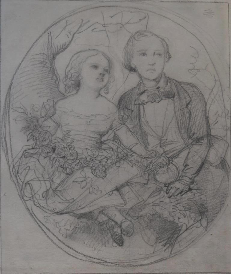 Eugène Devéria  (1805-1865) Die Kinder des Malers, Zeichnung des Malers