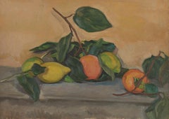 Vintage Jean de GAIGNERON (1890 - 1976) Still Life with Lemons and Oranges, oil 