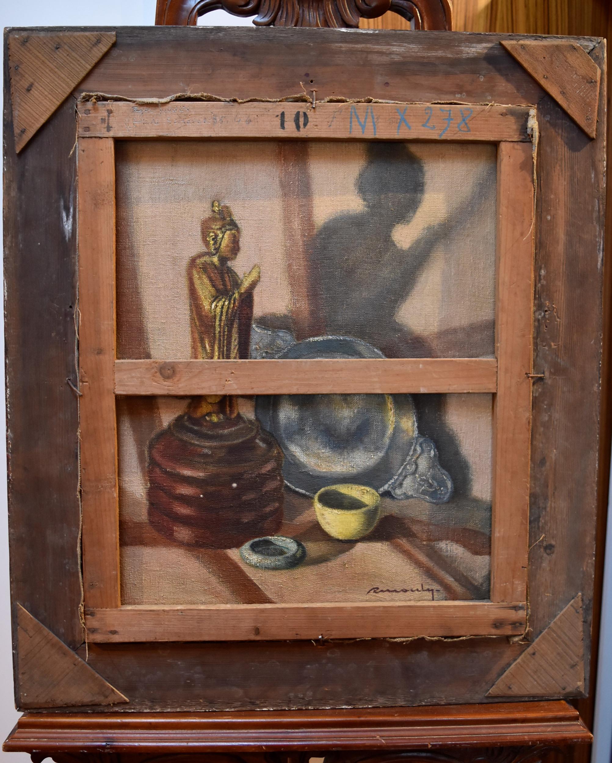 Roger Mouly, Young Man, Still Life With A Buddha On Reverse 3