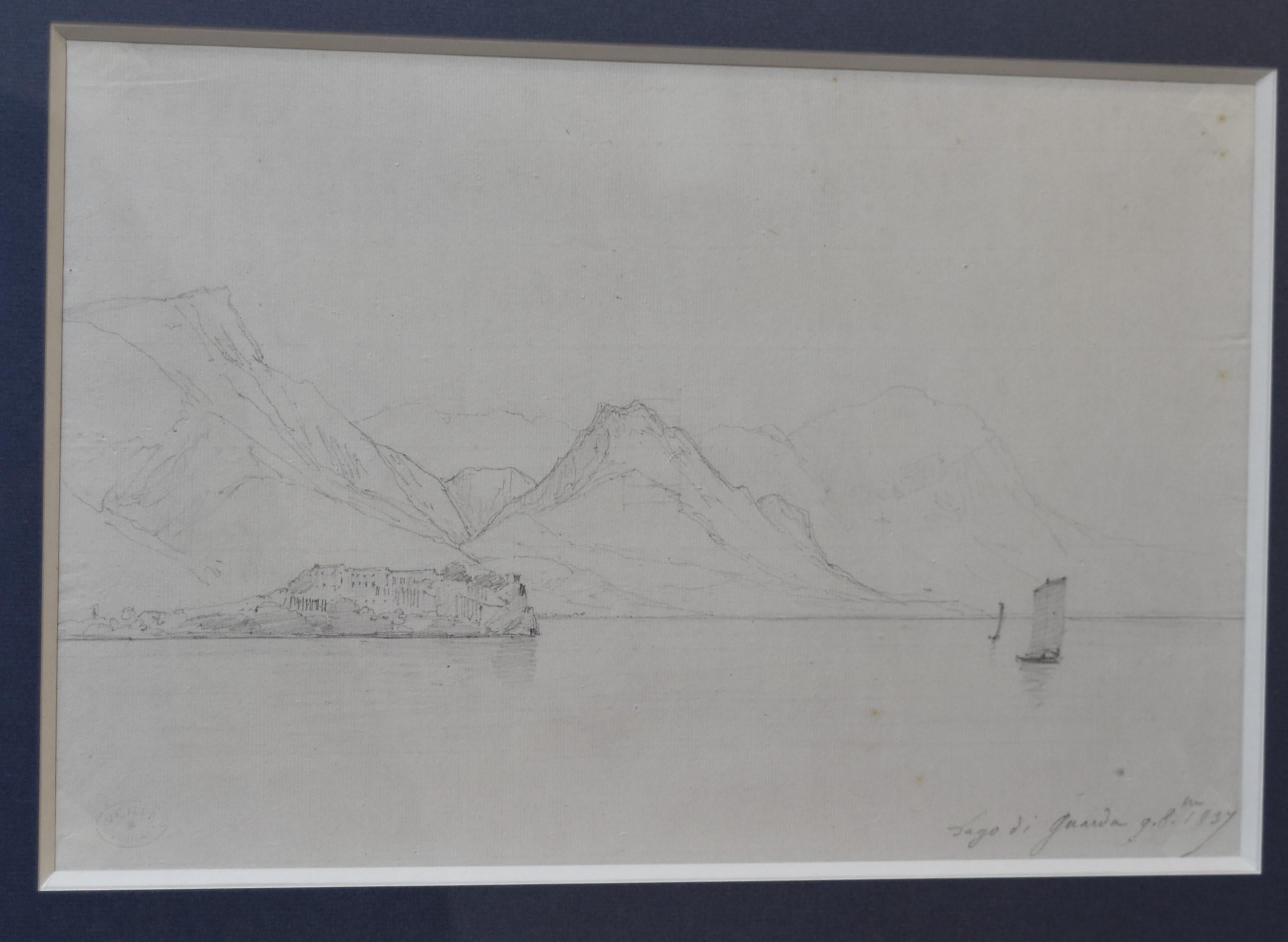 Jules Coignet (1798-1860) 
Lago di Guarda, 1837, 
Inscribed 