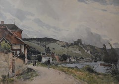 Paul Lecomte (1842-1920) La Seine à Les Andelys:: Château Gaillard:: Normandie
