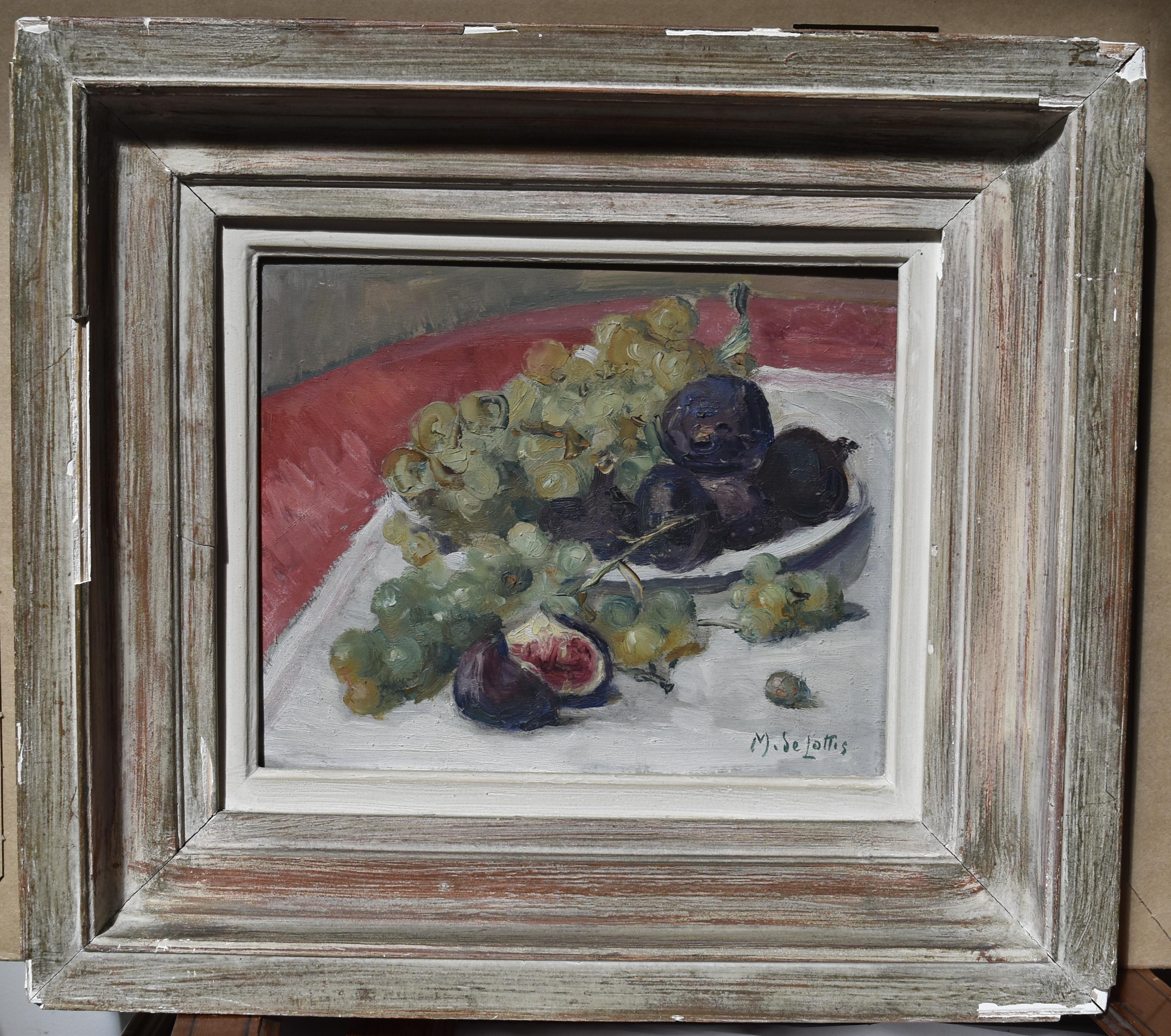 Marguerite De Lottis, Still Life with grapes and figs, Oil on wooden panel 4