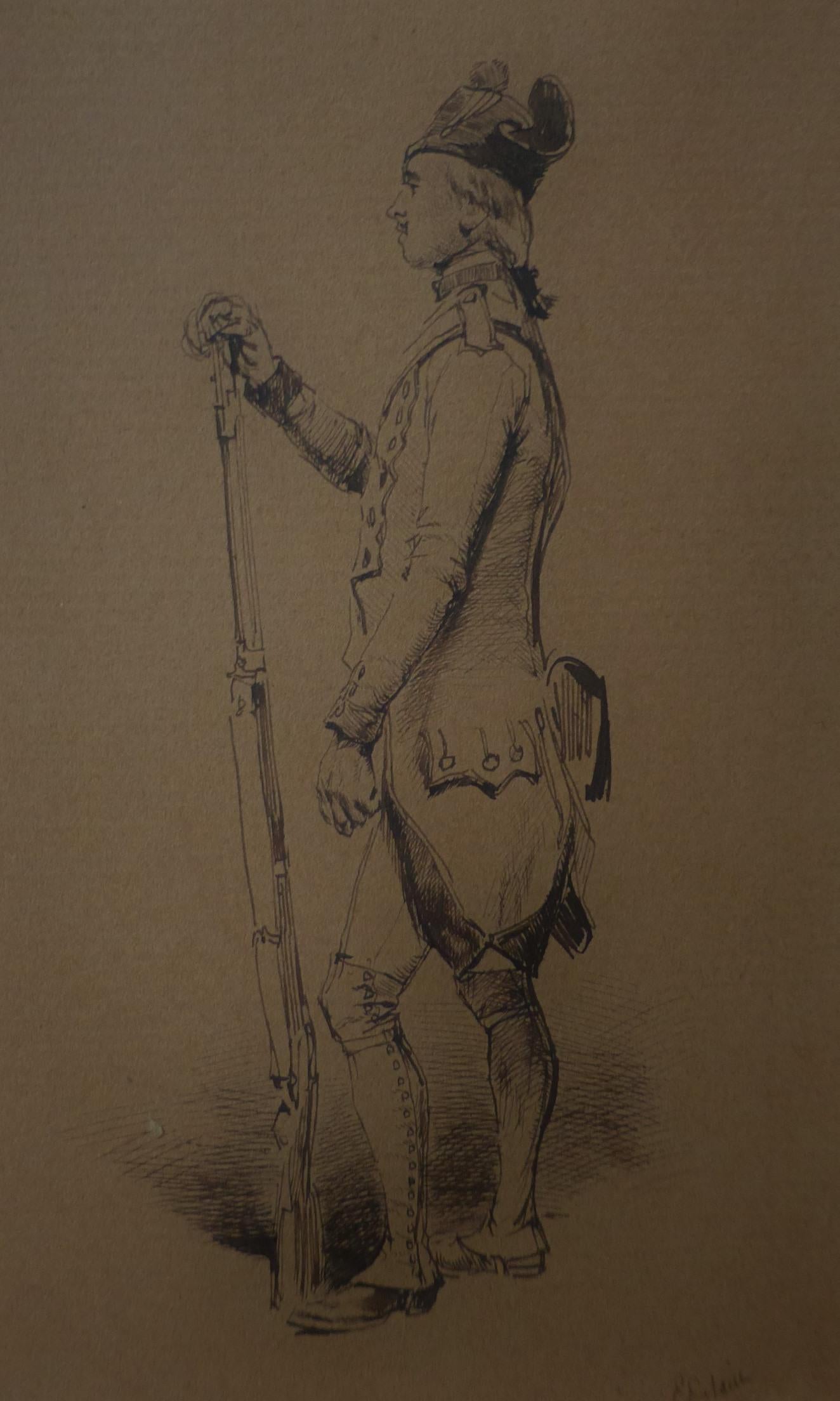 Jean Baptiste Édouard Detaille Figurative Art - Edouard Detaille (1848 1912), An 18th century soldier Original Drawing